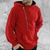 Sweats A Capuche Et Sweat-Shirts LITB | Homme Sweat A Capuche Sweat A Capuche Quart Zippe Capuche Plein Poche Avant Sport & Loisir Du Quotidien Vacances Vetement De Rue Frais Decontractees Printemps & Automne Vetement Tenue Pulls Rouge