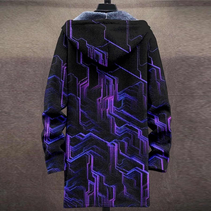 Vetements D'Exterieur Pour Hommes LITB | Geometrie Graduel Artistique Homme Veste Polaire Manteau Veste A Capuche Usage Quotidien Sortie Automne Hiver Capuche Manche Longue S M L Polyester Veste Violet