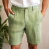 Bas Pour Hommes LITB | Homme Short Short En Lin Short D Ete Zippe Bouton Poche Plein Confort Respirable Exterieur Du Quotidien Sortie Melange De Lin & Coton Mode Decontractees