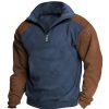 Sweats A Capuche Et Sweat-Shirts LITB | Homme Sweat Shirt Sweat-Shirt Quart De Fermeture Eclair Col Mao Plein Patchwork Bloc De Couleur Sport & Loisir Du Quotidien Vacances Vetement De Rue Basique Decontractees Printemps & Automne Bleu