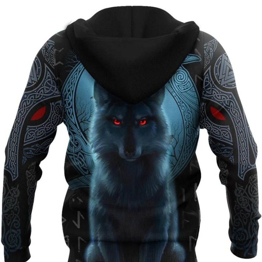 Sweats A Capuche Et Sweat-Shirts LITB | Homme Sweat A Capuche Capuche Animal Loup Imprimes Photos Imprimer Du Quotidien Des Sports 3D Effet Basique Vetement De Rue Design Printemps & Automne Vetement Tenue Pulls Capuche Pulls Bleu