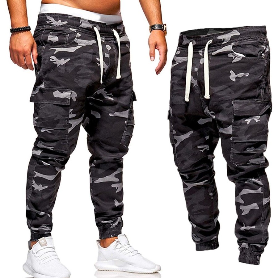 Bas Pour Hommes LITB | Homme Pantalon Cargo Pantalon Cargo Pantalon Jogging Pantalon Jogger Pantalon Cordon Taille Elastique Multi Poche Camouflage Sport Exterieur Decontractees Micro-Elastique