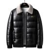 Vetements D'Exterieur Pour Hommes LITB | Homme Simili Cuir Doudoune Veste Polaire Exterieur Usage Quotidien Chaud Poche Automne Hiver Plein Mode Vetement De Rue Revers Normal Veste