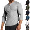 T-Shirts Et Debardeurs Pour Hommes LITB | Homme T Shirt Tee Chemise Henley Shirt T-Shirt Chemise A Manches Longues Plein Henley Plein Air Vacances Manche Longue Vetement Tenue Mode Design Basique