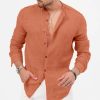 Chemises Pour Hommes LITB | Homme Chemise Lin Chemise Boutonnee Chemise Decontractee Chemisette Chemise D Ete Manche Longue Plein Col Printemps Ete Casual Du Quotidien Vetement Tenue