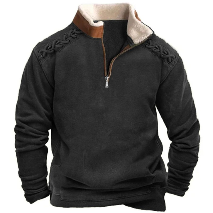 Sweats A Capuche Et Sweat-Shirts LITB | Homme Sweat Shirt Sweat Zippe Laine Polaire Tactique Col Mao Plein Sport & Loisir Du Quotidien Vacances Vetement De Rue Basique Decontractees Printemps & Automne