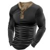 T-Shirts Et Debardeurs Pour Hommes LITB | Homme T Shirt Tee Chemise Henley Shirt T-Shirt En Velours T-Shirt Chemise A Manches Longues Bloc De Couleur Henley Plein Air Vacances Manche Longue Patchwork Vetement Tenue Mode Design Basique