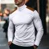 T-Shirts Et Debardeurs Pour Hommes LITB | Homme T Shirt Tee Chemise A Col Roule T-Shirt Bloc De Couleur Col Mao Plein Air Vacances Manche Longue Vetement Tenue Mode Design Basique