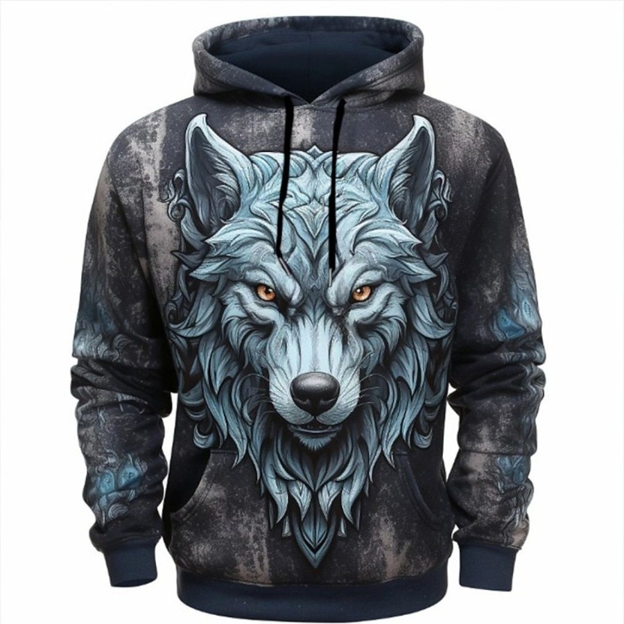 Sweats A Capuche Et Sweat-Shirts LITB | Graphic Animal Homme Mode 3D Effet Sweat A Capuche Sport Exterieur Vacances Vetement De Rue Sweats A Capuche Manche Longue Capuche Imprimer Poche Avant Printemps & Automne Designer Sweat Bleu