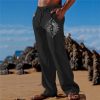 Bas Pour Hommes LITB | Homme Pantalon Pantalon Ete Pantalon De Plage Cordon Taille Elastique Impression 3D Soleil Imprimes Photos Confort Casual Du Quotidien Vacances Vetement De Rue Hawaien Noir