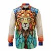 Chemises Pour Hommes LITB | Lion Artistique Abstrait Homme Chemise Usage Quotidien Sortie Automne Hiver Col Rabattu Manche Longue , , S, M, L Tissu Extensible Dans Les 4 Sens Chemise