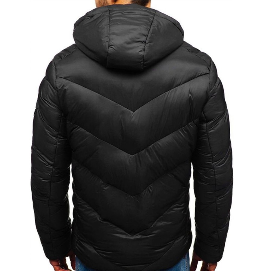 Vetements D'Exterieur Pour Hommes LITB | Homme Doudoune Zippe Poche Capuche Bureau Et Carriere Rendez-Vous Casual Quotidien Exterieur Pour Tous Les Jours Des Sports Hiver Plein Doudoune