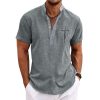 Chemises Pour Hommes LITB | Homme Chemise Chemise Lin Imprimes Photos Croix Mao Exterieur Plein Air Manche Courte Imprimer Vetement Tenue Lin Mode Vetement De Rue Design Decontractees