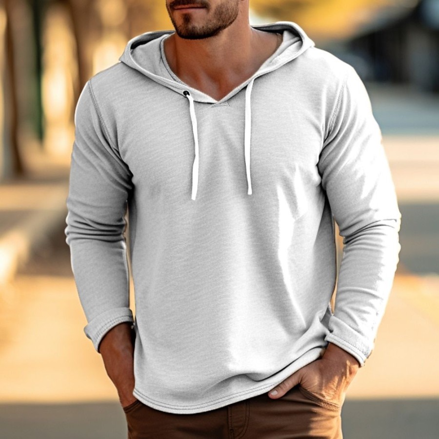 T-Shirts Et Debardeurs Pour Hommes LITB | Homme T Shirt Tee T-Shirt Chemise A Manches Longues Plein Capuche Plein Air Vacances Manche Longue Vetement Tenue Mode Design Basique