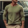 T-Shirts Et Debardeurs Pour Hommes LITB | Homme T Shirt Tee T-Shirt Chemise A Manches Longues Plein Col Ras Du Cou Plein Air Vacances Manche Longue Vetement Tenue Mode Design Basique Kaki