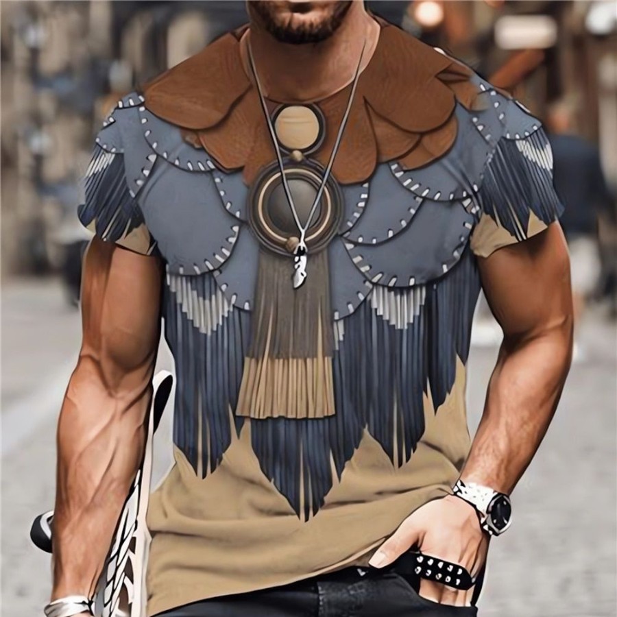 T-Shirts Et Debardeurs Pour Hommes LITB | Tribal Imprimes Photos Boheme Design Basique Decontractees Homme T Shirt Tee T-Shirt Graphique Exterieur Du Quotidien Des Sports T-Shirt Manche Courte Col Ras Du Cou Chemise