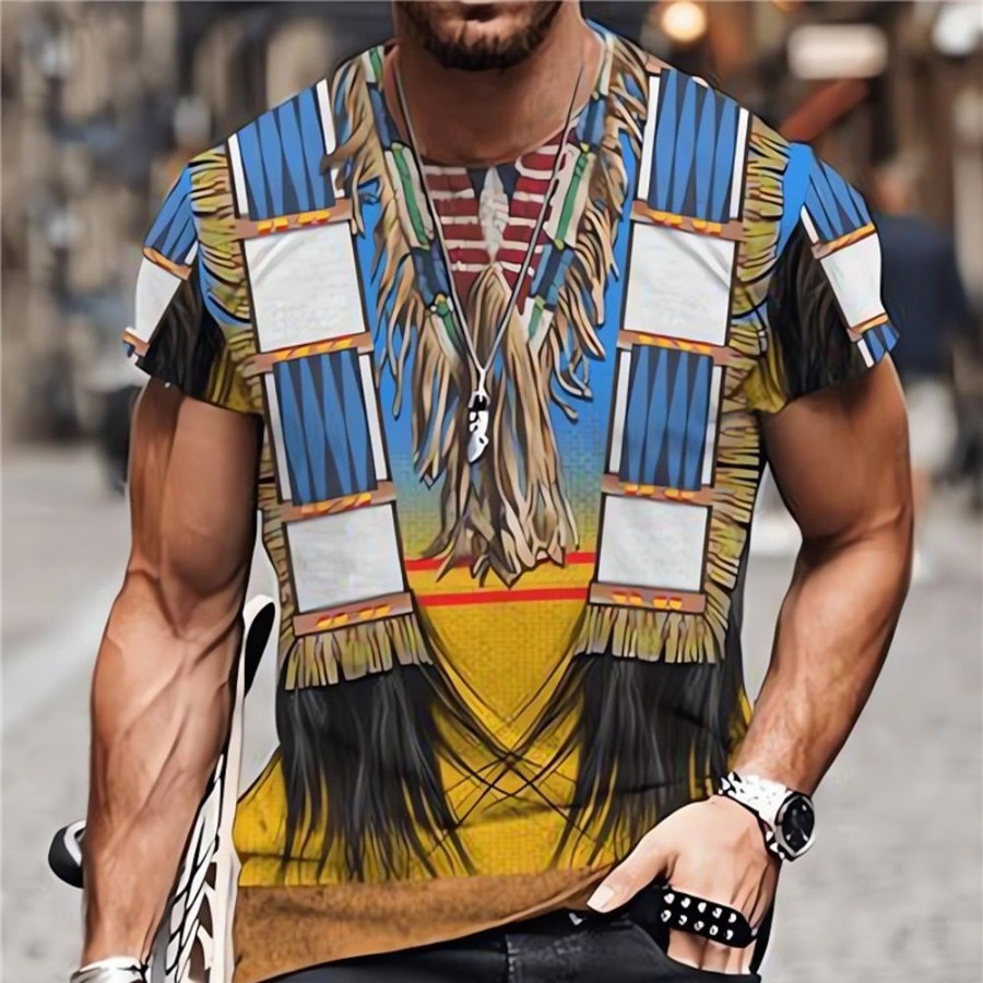 T-Shirts Et Debardeurs Pour Hommes LITB | Tribal Imprimes Photos Boheme Design Basique Decontractees Homme T Shirt Tee T-Shirt Graphique Exterieur Du Quotidien Des Sports T-Shirt Manche Courte Col Ras Du Cou Chemise