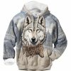 Sweats A Capuche Et Sweat-Shirts LITB | Graphic Loup Homme Mode 3D Effet Sweat A Capuche Vacances Sortie Vetement De Rue Sweats A Capuche Manche Longue Capuche Imprime Toison Automne Hiver Designer Sweat A Capuche