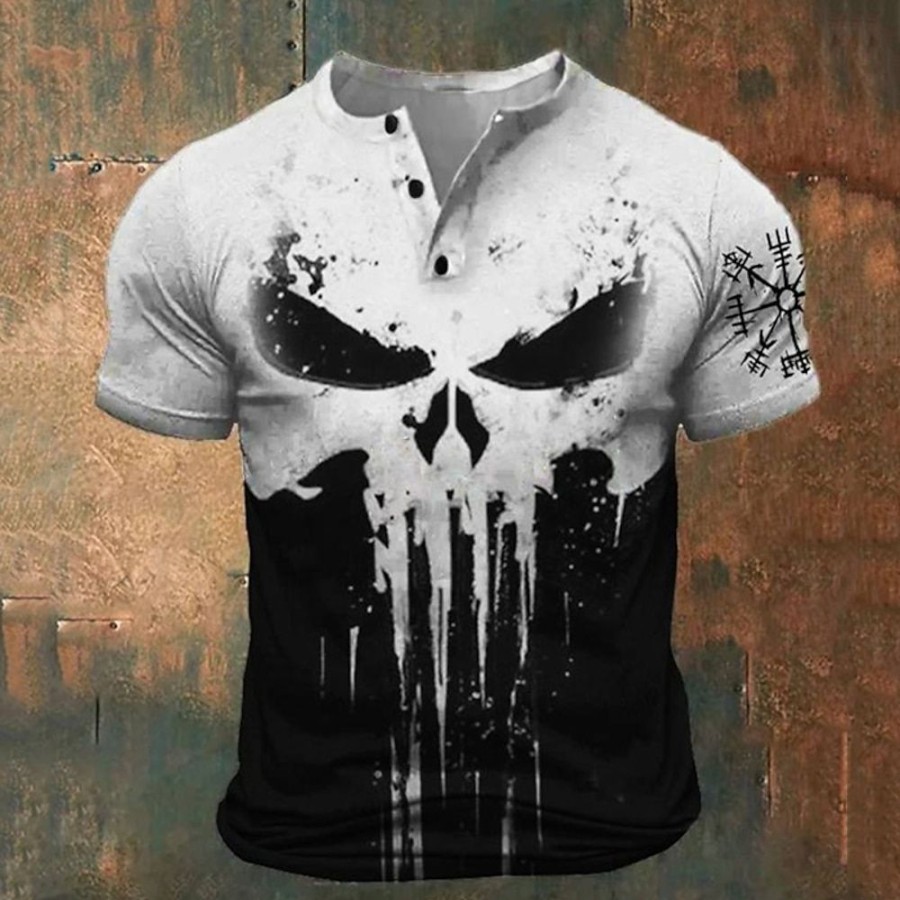 T-Shirts Et Debardeurs Pour Hommes LITB | Graphic Cranes Viking Mode Retro Vintage Classique Homme 3D Effet T Shirt Tee Chemise Henley Shirt Sport Exterieur Vacances Sortie T-Shirt Manche Courte Henley Chemise Printemps Ete