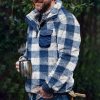 Sweats A Capuche Et Sweat-Shirts LITB | Homme Sweat Shirt Laine Polaire Col Ras Du Cou Plaid Sport & Loisir Du Quotidien Vacances Vetement De Rue Decontractees Polaire Fine Automne Hiver Vetement Tenue Pulls Capuche Pulls Molletonnes Bleu