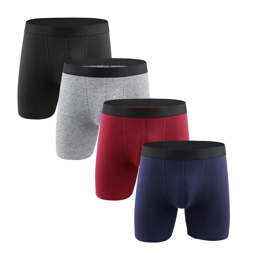 Bas Pour Hommes LITB | Lot De 4 Boxers Pour Hommes Sous-Vetements Calecons Pack De Sous-Vetements Evacuant L Humidite Calecons En Coton Stretch Multipack