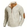 Sweats A Capuche Et Sweat-Shirts LITB | Homme Sweat Shirt Sweat-Shirt Quart De Fermeture Eclair Col Mao Bloc De Couleur Patchwork Sport & Loisir Du Quotidien Vacances Velours Cotele Vetement De Rue Basique Decontractees