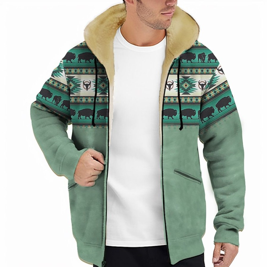 Sweats A Capuche Et Sweat-Shirts LITB | Tribal Imprimes Photos Homme Du Quotidien 3D Effet Sweat A Capuche Zippe Vacances Sortie Sweats A Capuche Manche Longue Capuche Toison Hiver Designer Sweat A Capuche