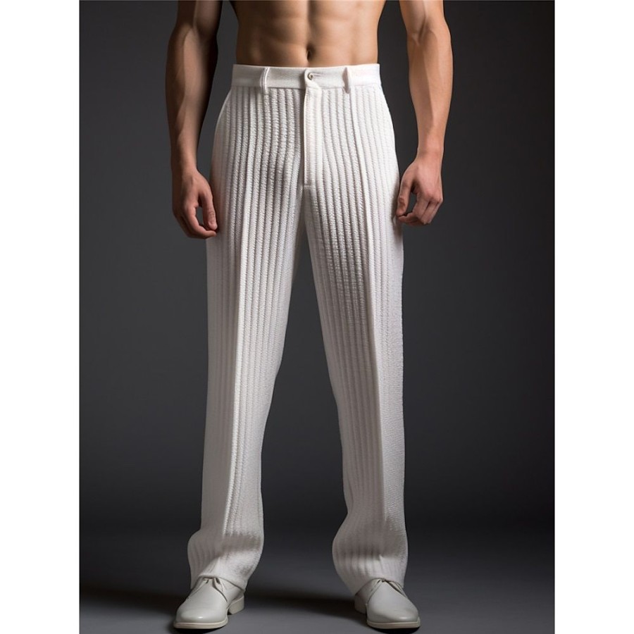 Bas Pour Hommes LITB | Homme Pantalon De Costume Pantalon En Velours Cotele Pantalon Pantalon De Costume Bouton Poche Avant Jambe Droite Plein Confort Entreprise Du Quotidien Vacances Mode Chic Et Moderne