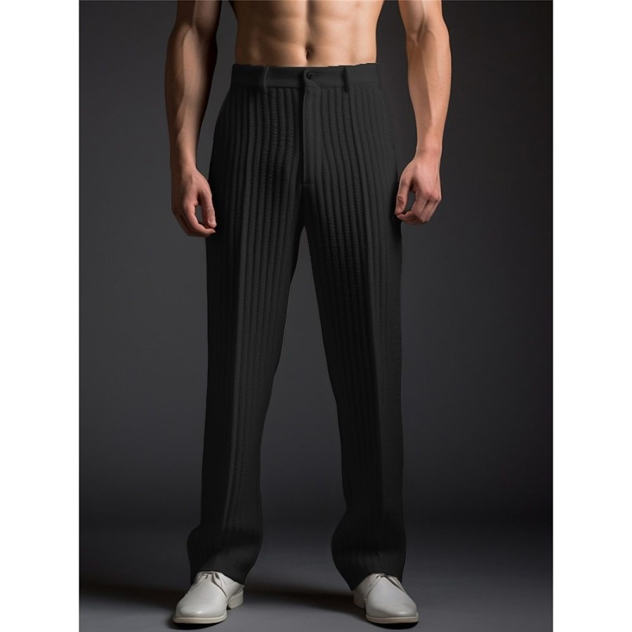 Bas Pour Hommes LITB | Homme Pantalon De Costume Pantalon En Velours Cotele Pantalon Pantalon De Costume Bouton Poche Avant Jambe Droite Plein Confort Entreprise Du Quotidien Vacances Mode Chic Et Moderne