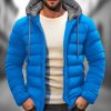 Vetements D'Exterieur Pour Hommes LITB | Homme Manteau D Hiver Doudoune Poche Capuche Bureau Et Carriere Rendez-Vous Casual Quotidien Chaud Hiver Bloc De Couleur Marine Doudoune