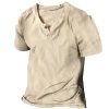 T-Shirts Et Debardeurs Pour Hommes LITB | Homme Chemise Lin Chemise Decontractee Chemisette Chemise D Ete Chemise De Plage T Shirt Tee Plein Col V Casual Du Quotidien Manche Courte Vetement Tenue Mode Confortable