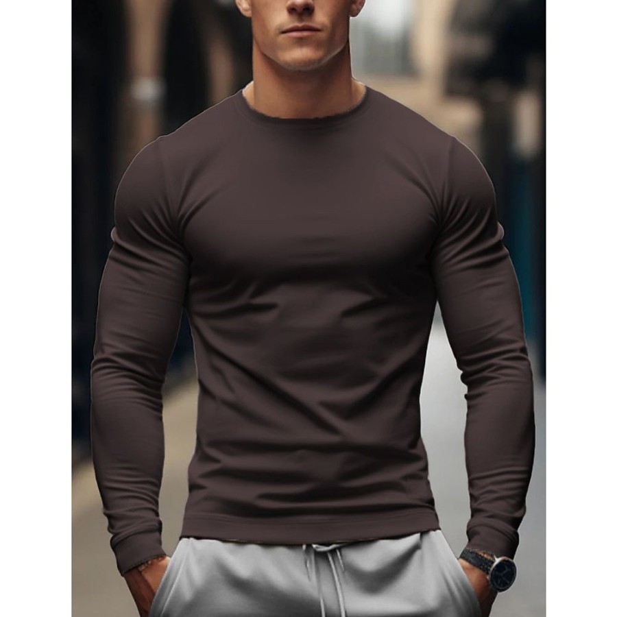 T-Shirts Et Debardeurs Pour Hommes LITB | Homme T Shirt Tee Chemises Evacuant L Humidite Chemises A Meche Seche T-Shirt Chemise A Manches Longues Plein Col Ras Du Cou Plein Air Vacances Manche Longue Vetement Tenue Mode Design Basique