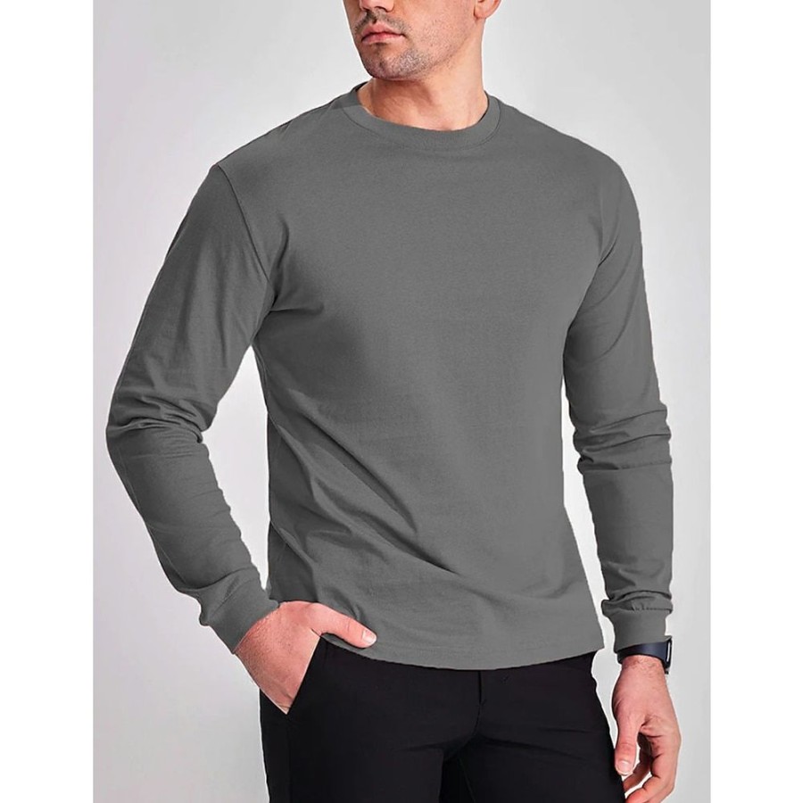 T-Shirts Et Debardeurs Pour Hommes LITB | Homme T Shirt Tee Chemises Evacuant L Humidite Chemises A Meche Seche T-Shirt Chemise A Manches Longues Plein Col Ras Du Cou Plein Air Vacances Manche Longue Vetement Tenue Mode Design Basique