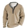 Sweats A Capuche Et Sweat-Shirts LITB | Homme Sweat Shirt Henley Plein Poche Sport & Loisir Du Quotidien Vacances Vetement De Rue Basique Decontractees Printemps & Automne Vetement Tenue Pulls Capuche Pulls Molletonnes Marron