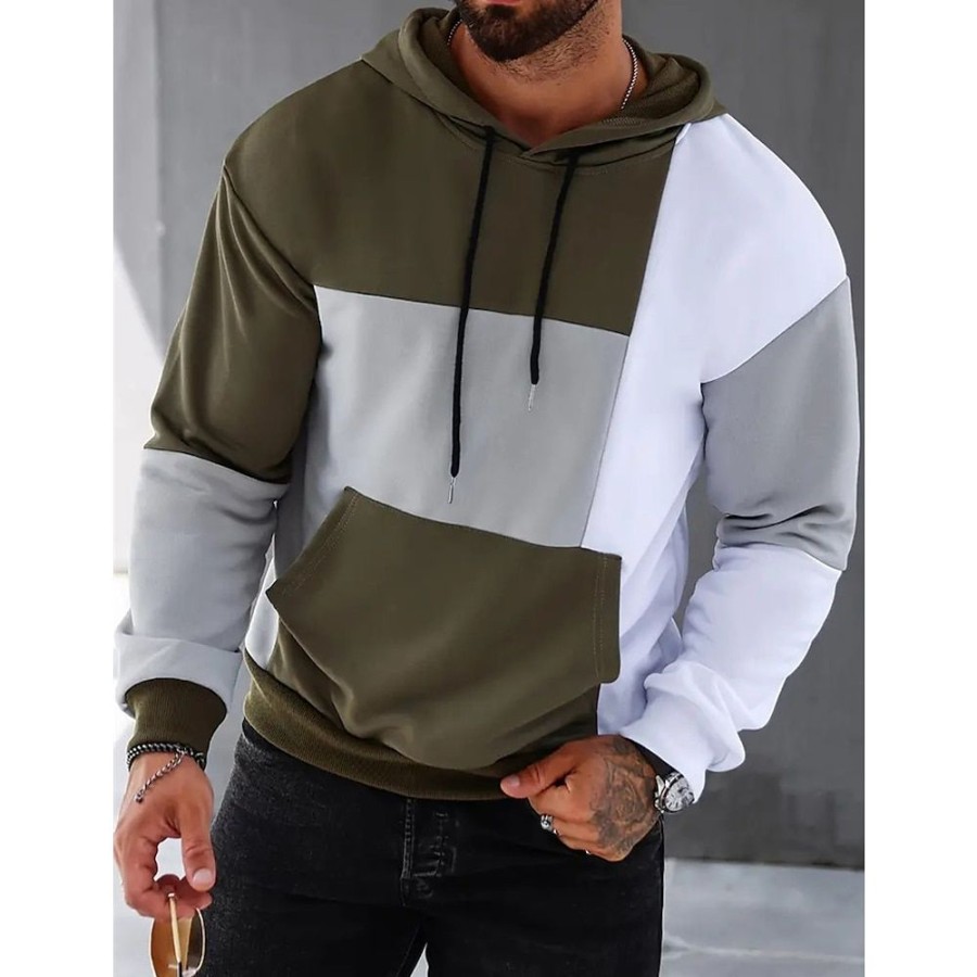 Sweats A Capuche Et Sweat-Shirts LITB | Homme Sweat A Capuche Capuche Bloc De Couleur Poche Sport & Loisir Du Quotidien Vacances Vetement De Rue Frais Decontractees Printemps & Automne Vetement Tenue