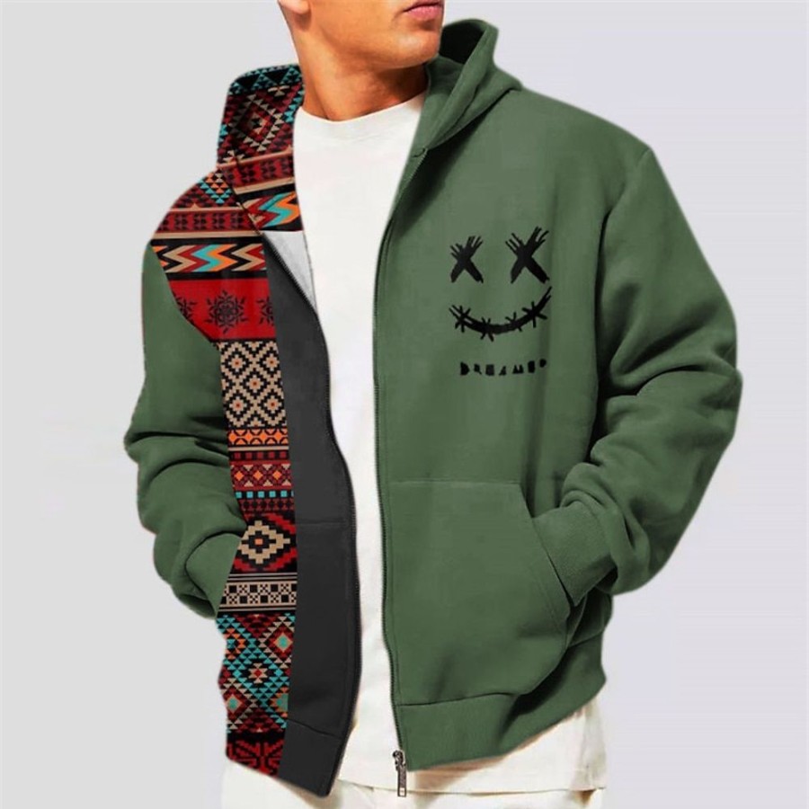 Sweats A Capuche Et Sweat-Shirts LITB | Bloc De Couleur Tribal Homme Ethnique 3D Effet Sweat A Capuche Zippe Vacances Vetement De Rue Sweats A Capuche Manche Longue Capuche Imprimer Poche Printemps & Automne Designer Sweat