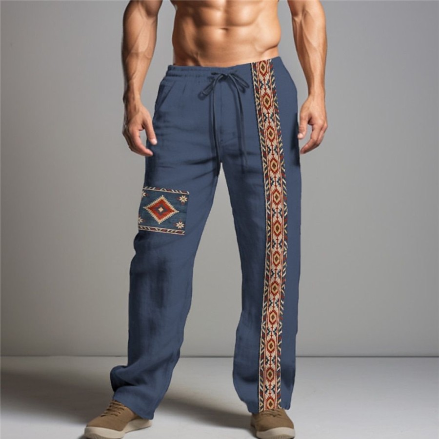 Boutique De Linge LITB | Tribal Impression Bandana Retro Vintage Homme Impression 3D Pantalon Exterieur Usage Quotidien Vetement De Rue Coton Lin S M L Taille Mediale Elasticite Pantalon