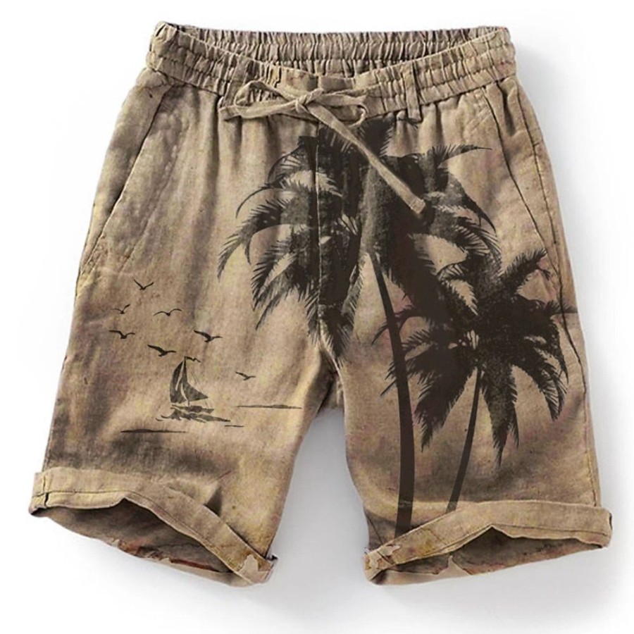 Bas Pour Hommes LITB | Homme Short D Ete Short De Plage Cordon Taille Elastique Graphic Cocotier Respirable Doux Court Casual Du Quotidien Vacances Vetement De Rue Hawaien Micro-Elastique