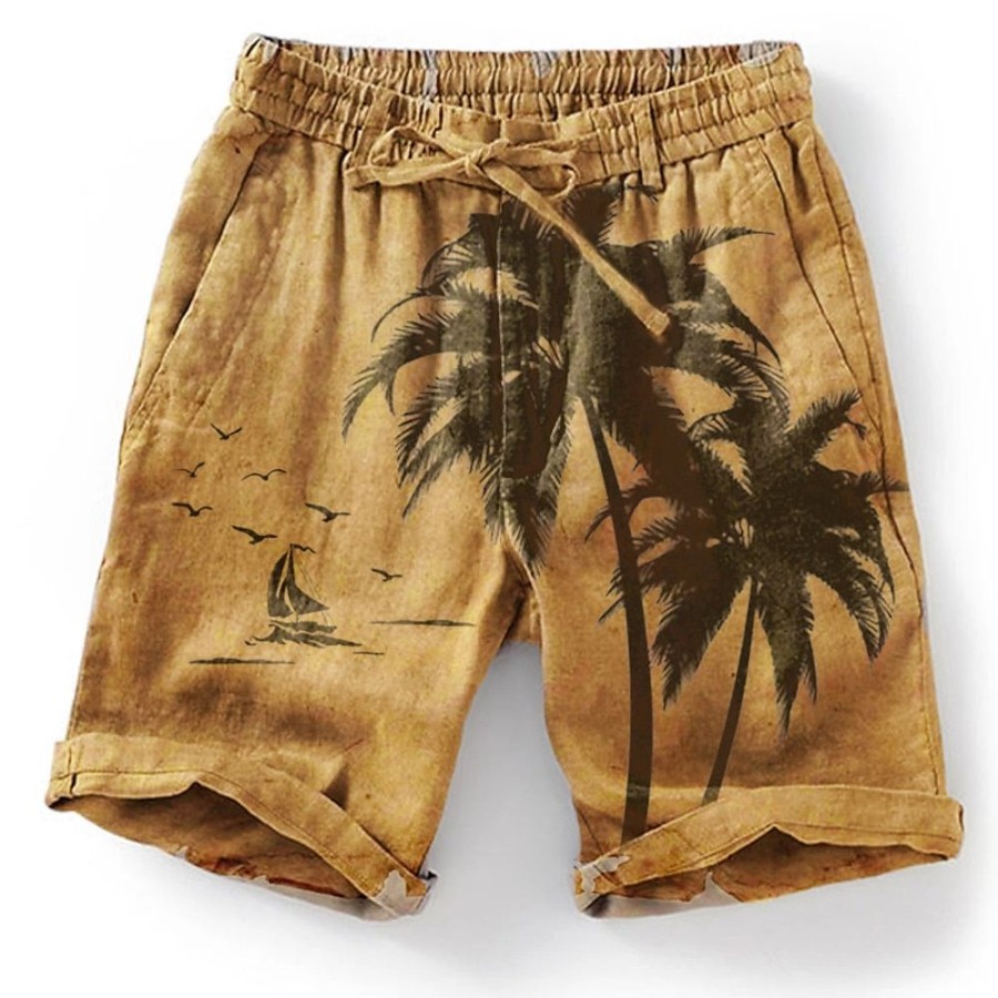 Bas Pour Hommes LITB | Homme Short D Ete Short De Plage Cordon Taille Elastique Graphic Cocotier Respirable Doux Court Casual Du Quotidien Vacances Vetement De Rue Hawaien Micro-Elastique