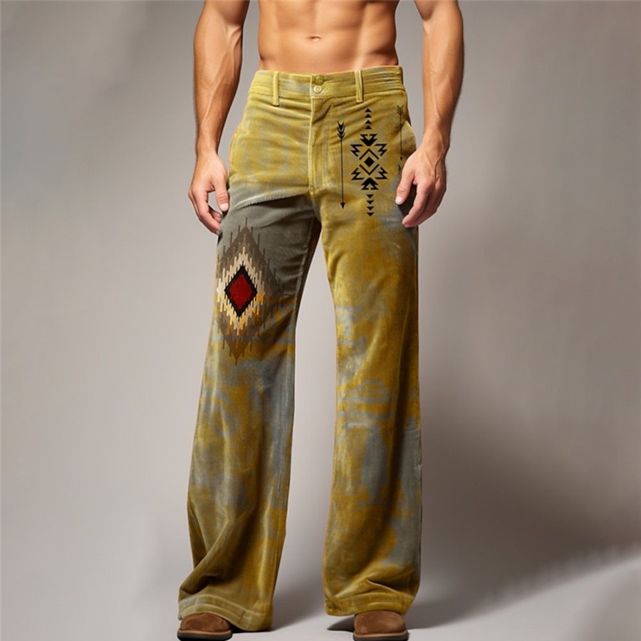 Bas Pour Hommes LITB | Tribal Impression Bandana Retro Vintage Homme Impression 3D Pantalon En Velours Cotele Pantalon Exterieur Usage Quotidien Vetement De Rue Polyester S M L Taille Mediale Elasticite Pantalon