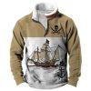 Sweats A Capuche Et Sweat-Shirts LITB | Graphic Bateau Homme Du Quotidien 3D Effet Sweat Shirt Vacances Sortie Vetement De Rue Sweats Manche Longue Quarter Zip Imprimer Toison Automne Hiver Designer Sweat A Capuche