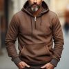 Sweats A Capuche Et Sweat-Shirts LITB | Homme Sweat A Capuche Sweat A Capuche Quart Zippe Capuche Plein Poche Sport & Loisir Du Quotidien Vacances Vetement De Rue Frais Decontractees Printemps & Automne