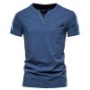 T-Shirts Et Debardeurs Pour Hommes LITB | Homme Chemise Henley Shirt T Shirt Tee Col V Essentiel Manche Courte Col V Vetements Coton Essentiel