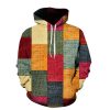 Sweats A Capuche Et Sweat-Shirts LITB | Homme Sweat A Capuche Capuche Graphic Plaid Bloc De Couleur Lacet Casual Du Quotidien Vacances 3D Effet Vetement De Sport Casual Grand Et Grand Automne Hiver