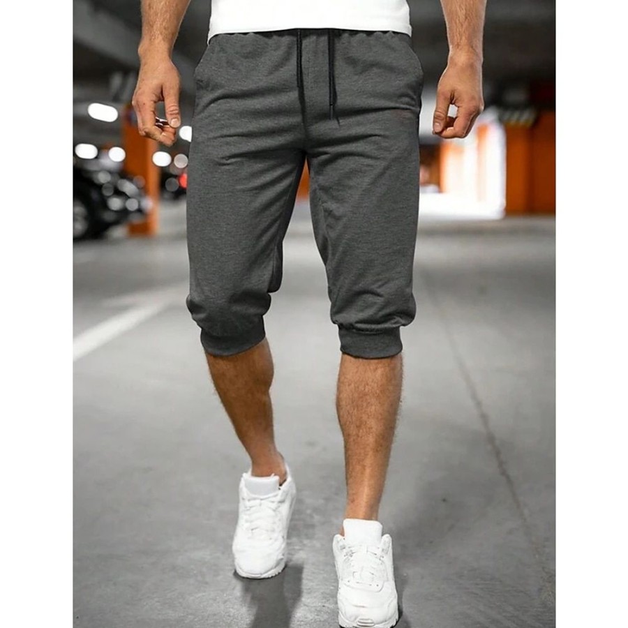 Bas Pour Hommes LITB | Homme Joggings Pantalon Jogging Pantalons Capri Cordon Taille Elastique Plein Confort Respirable Exterieur Du Quotidien Sortie 100% Coton Mode Decontractees