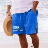 Bas Pour Hommes LITB | Homme Short Short D Ete Short De Plage Imprimer Zippe Cordon Lettre Confort Respirable Court Du Quotidien Vacances Sortie Melange De Coton Hawaien Decontractees Roi