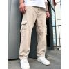 Bas Pour Hommes LITB | Homme Pantalon Cargo Pantalon Cargo Poche Plein Confort Respirable Exterieur Du Quotidien Sortie 100% Coton Mode Decontractees Beige