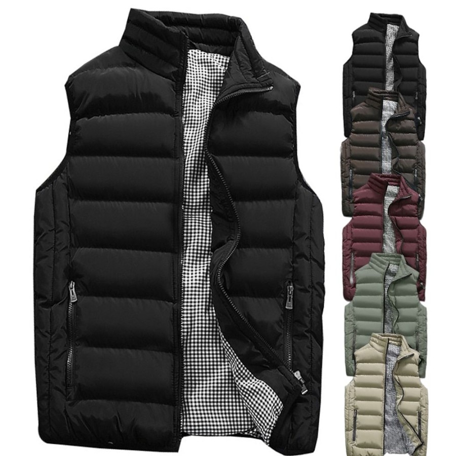 Vetements D'Exterieur Pour Hommes LITB | Homme Coupe Vent Gilet De Course A Pied Matelasse Full Zip Sans Manches Pardessus Casual Athleisure Hiver Chaud Etanche Respirable Aptitude Exercice Physique Fonctionnement Tenue De Sport Tenues De