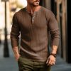 T-Shirts Et Debardeurs Pour Hommes LITB | Homme T Shirt Tee Chemise Henley Shirt T-Shirt Chemise A Manches Longues Plein Henley Plein Air Vacances Manche Longue Vetement Tenue Mode Design Basique