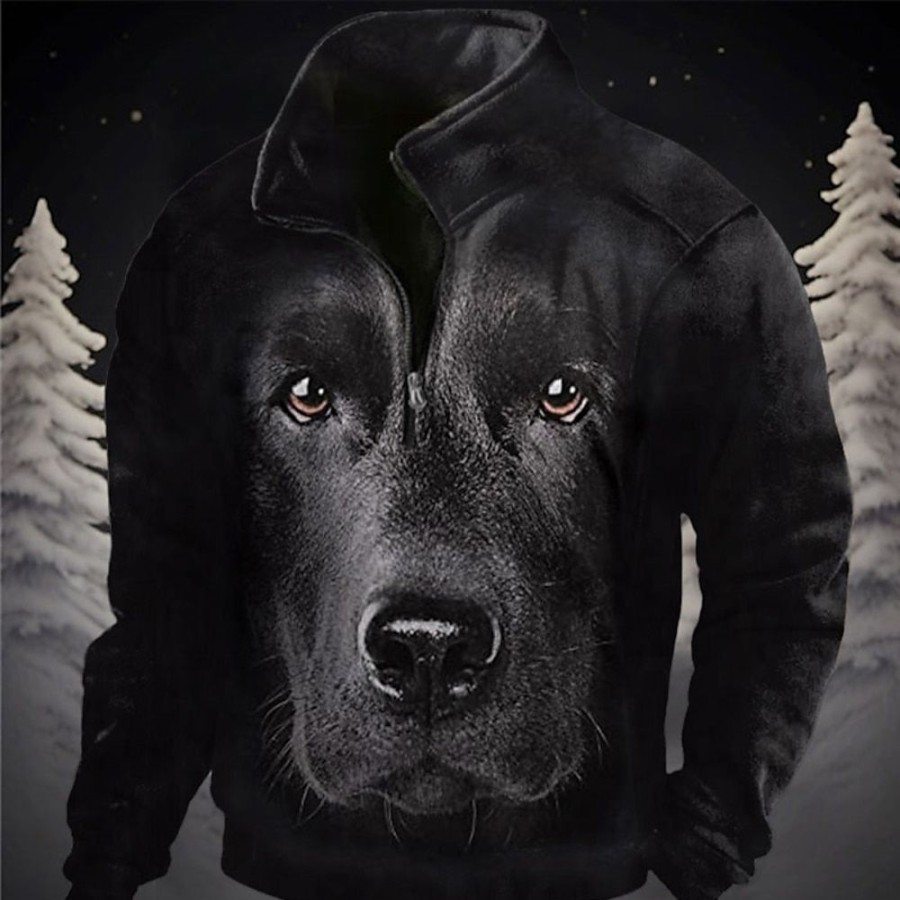 Sweats A Capuche Et Sweat-Shirts LITB | Chien Imprimes Photos Homme Du Quotidien 3D Effet Sweat Shirt Vacances Sortie Vetement De Rue Sweats Manche Longue Mao Imprimer Toison Printemps & Automne Designer Sweat A Capuche